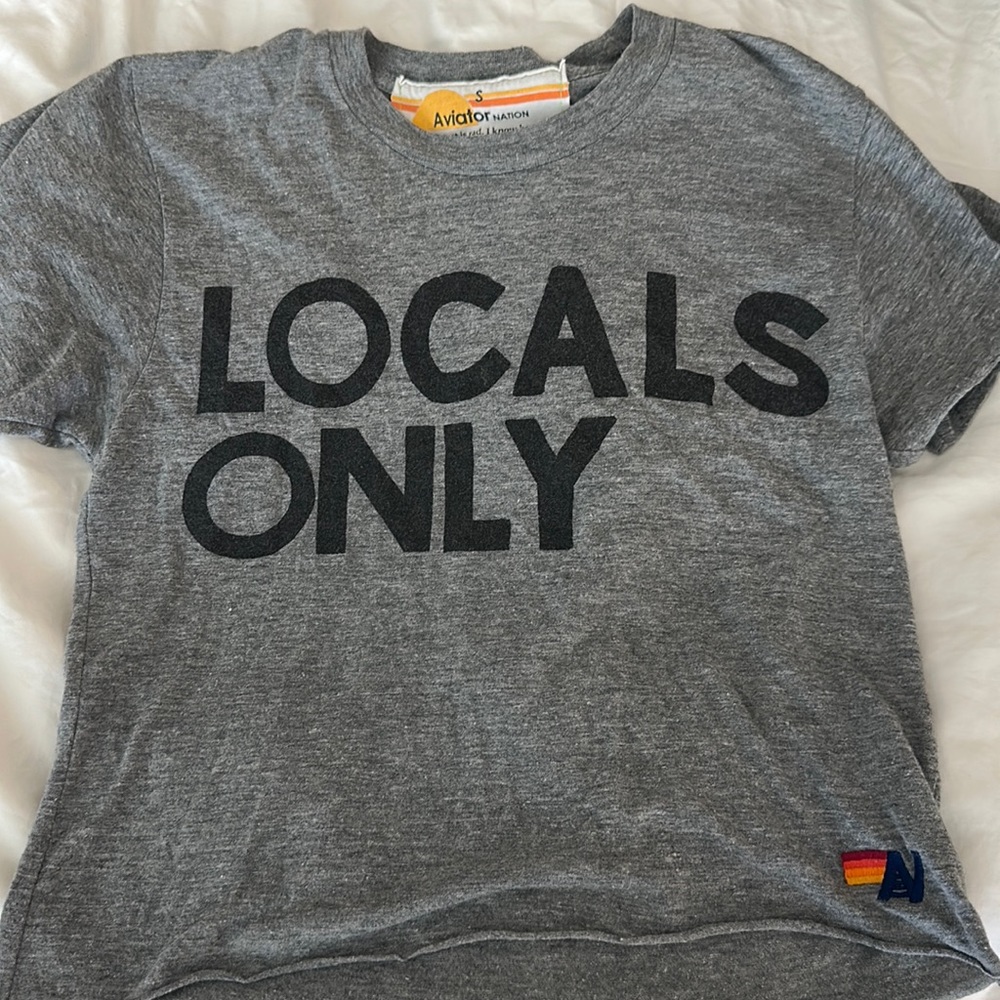 Aviator nation grey size small cropped tee